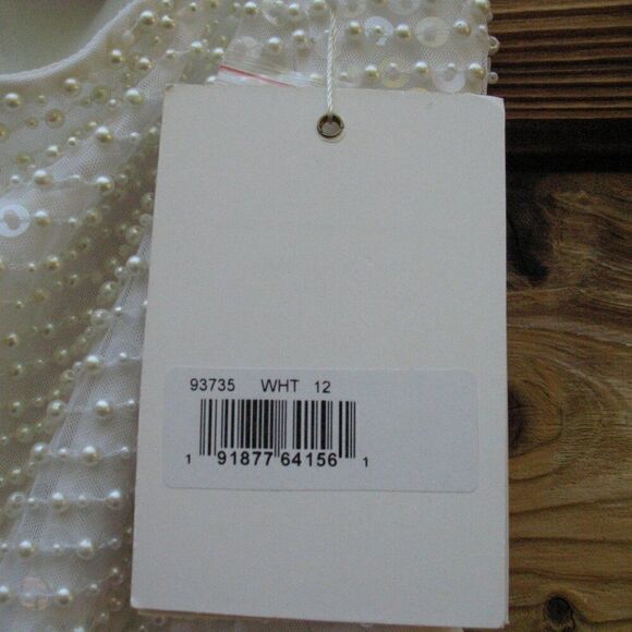 Mac Duggal 93735 Pearl Embellished Soft Tie One Shoulder Gown White - Picture 17 of 17